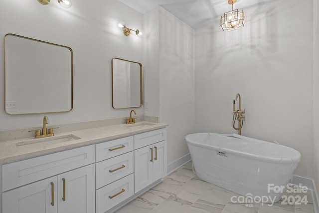 bathroom featuring vanity and a bathing tub