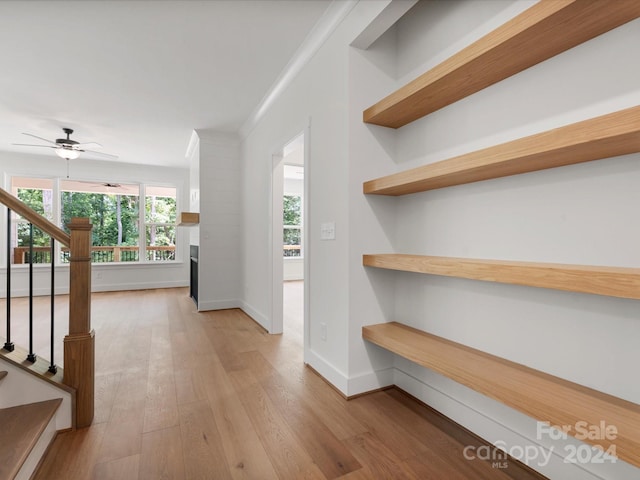 hall with light hardwood / wood-style flooring