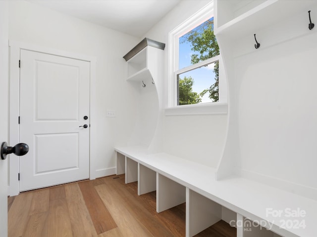 mudroom featuring light hardwood / wood-style flooring