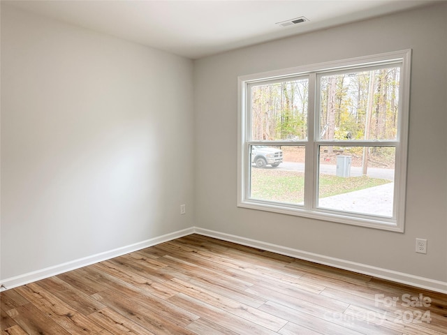 spare room with light wood-type flooring and a healthy amount of sunlight