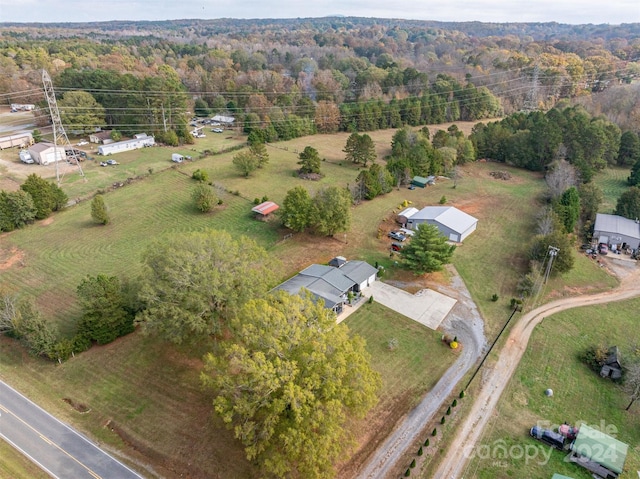 aerial view featuring a rural view