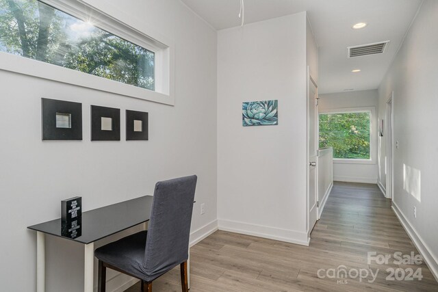 office featuring light wood-type flooring