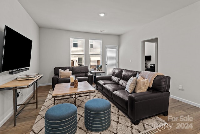 living room featuring light hardwood / wood-style flooring