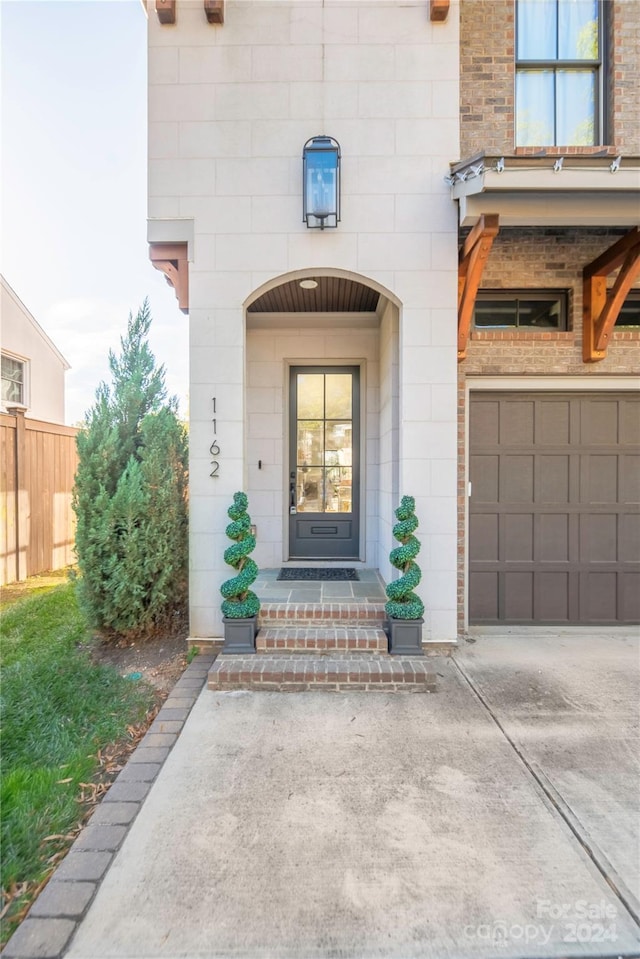 entrance to property with a garage