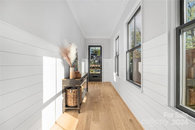 hall with light wood-type flooring