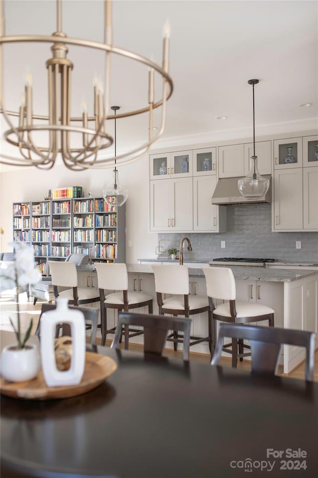 dining space with sink