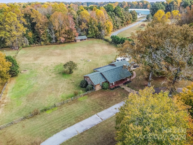 aerial view with a rural view