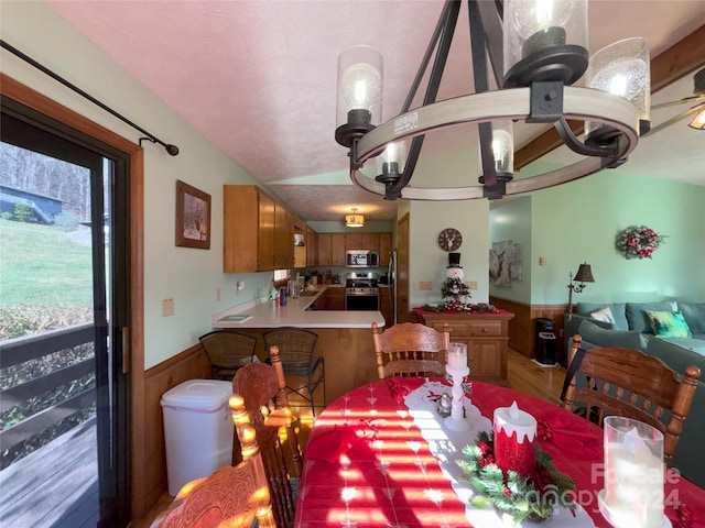 dining area featuring sink