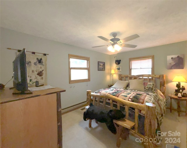 12 Boulder Ln, Maggie Valley, NC 28751 - bedroom featuring carpet floors, ceiling fan, and baseboard heating