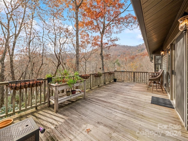 deck featuring a mountain view