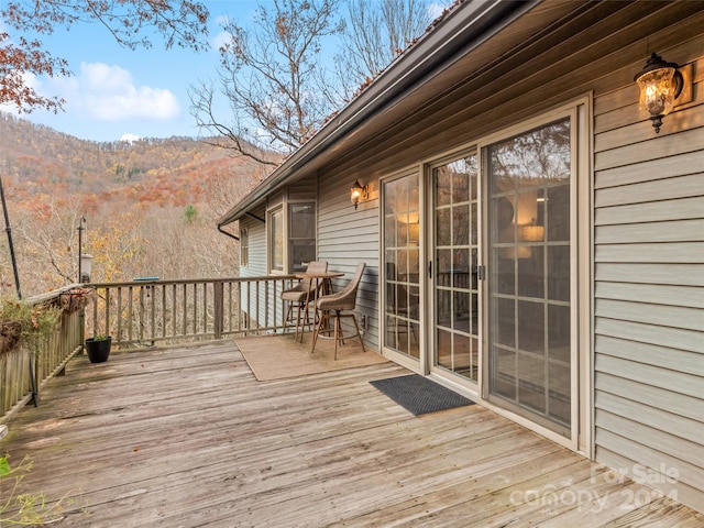 deck featuring a mountain view