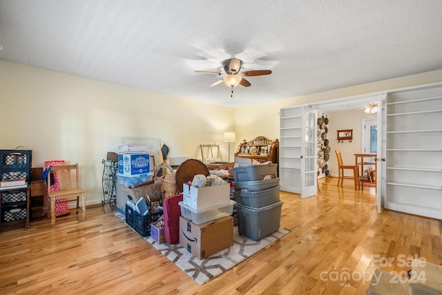 storage room featuring ceiling fan