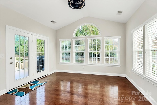 16404 Grassy Creek Dr, Huntersville, NC 28078 - unfurnished sunroom featuring lofted ceiling and french doors