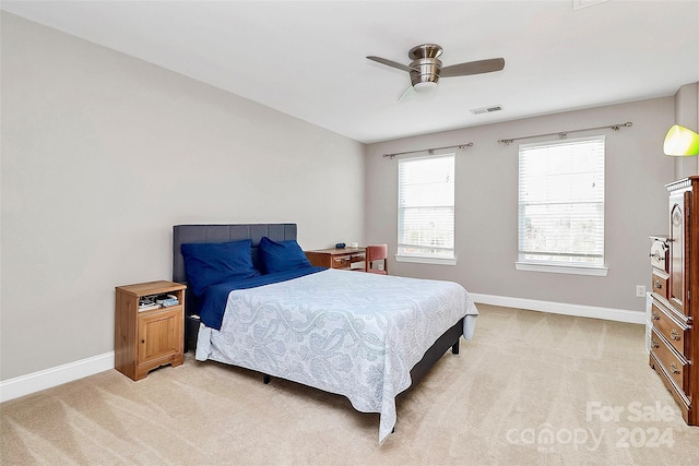 16404 Grassy Creek Dr, Huntersville, NC 28078 - bedroom featuring light colored carpet, baseboards, and a ceiling fan