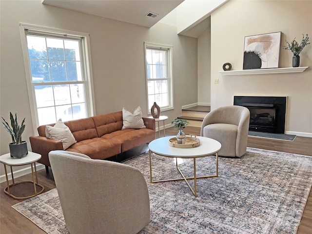 living room with wood-type flooring