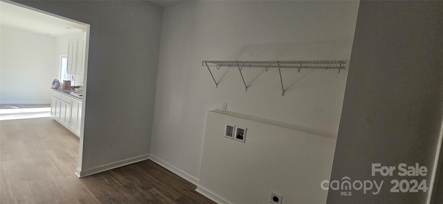 laundry area with washer hookup, hardwood / wood-style flooring, and electric dryer hookup