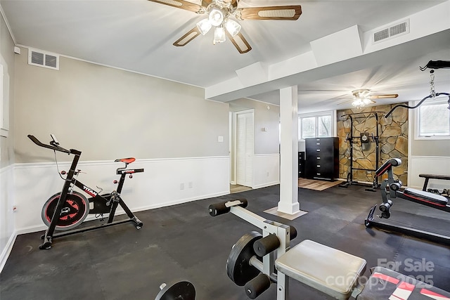 workout area with a wealth of natural light