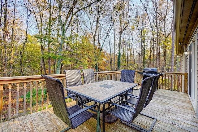 wooden deck with grilling area