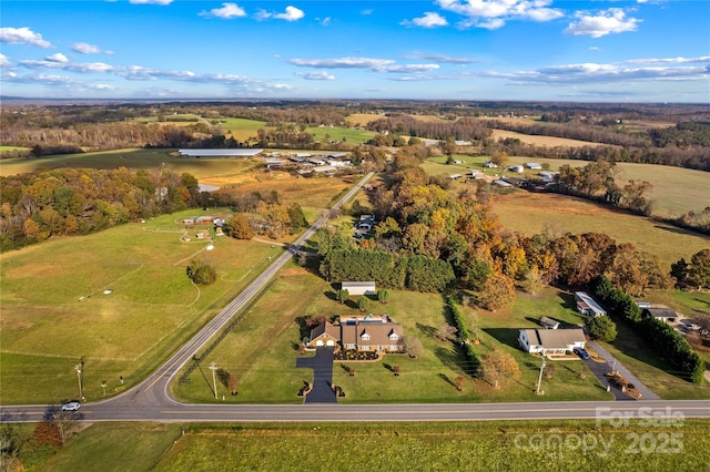 bird's eye view featuring a rural view