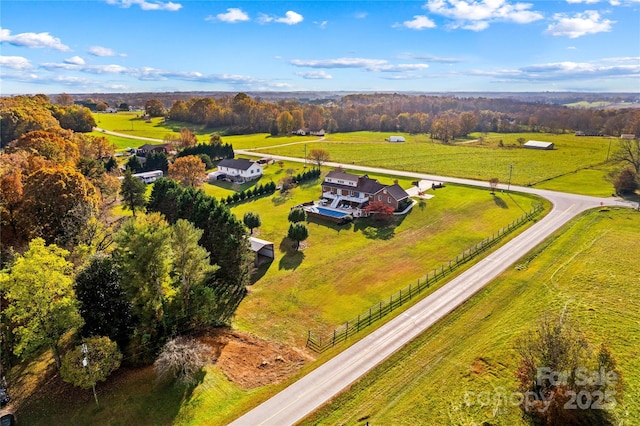 drone / aerial view featuring a rural view