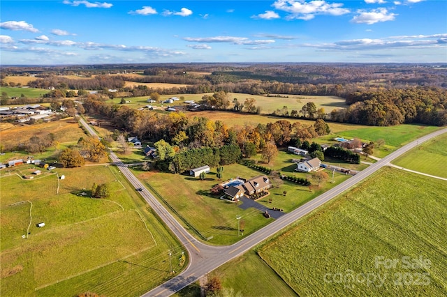 bird's eye view with a rural view