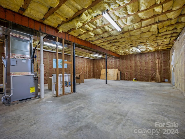 basement with heating unit