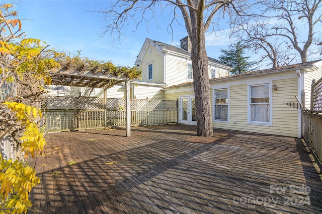 wooden terrace with french doors