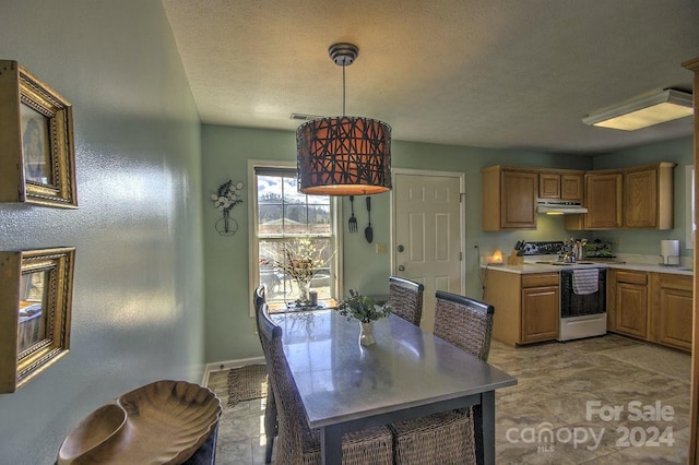 dining room featuring a textured ceiling