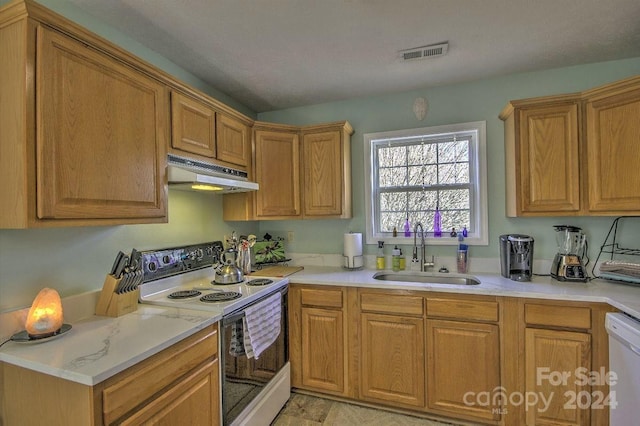 kitchen with sink and white appliances