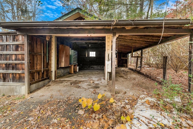 exterior space with an outbuilding