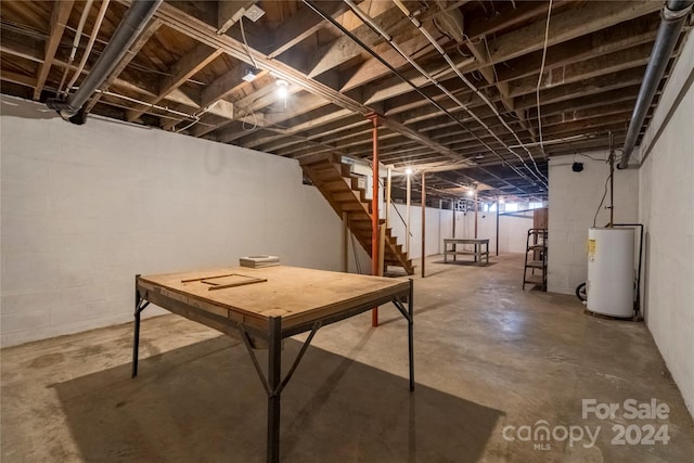 basement with water heater