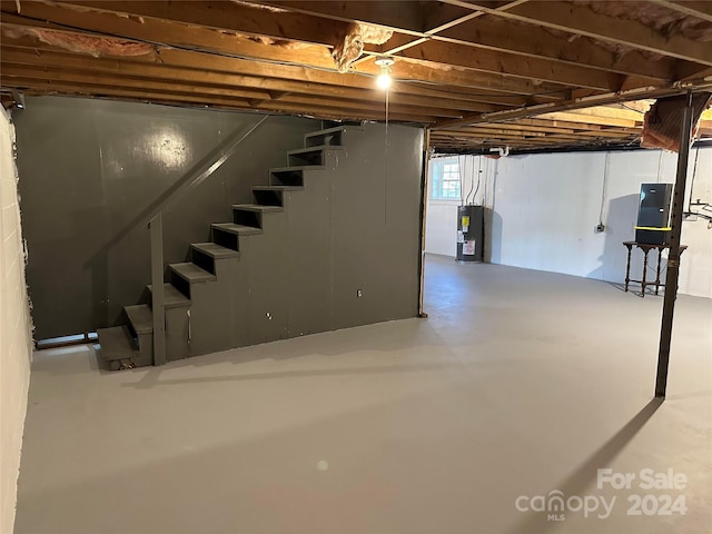 basement with water heater