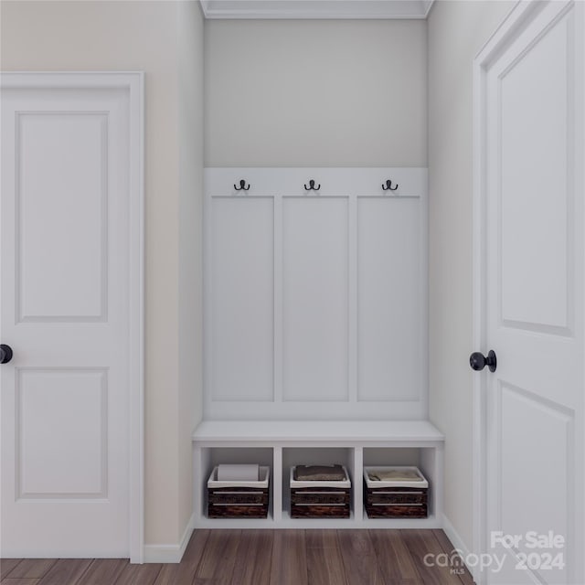 mudroom with hardwood / wood-style floors