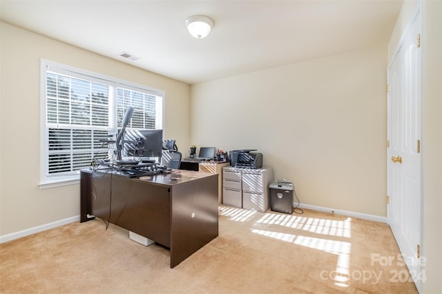 office area with light carpet