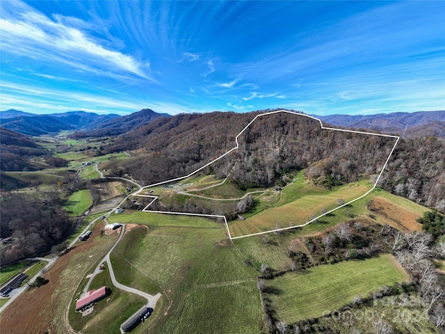 drone / aerial view with a mountain view