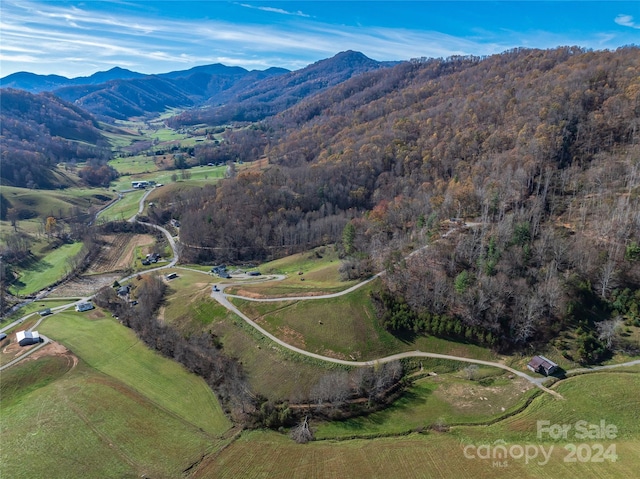 drone / aerial view with a mountain view