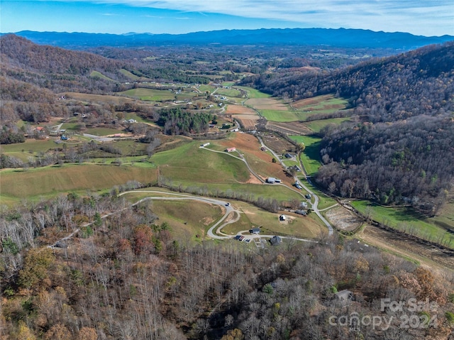 bird's eye view with a mountain view