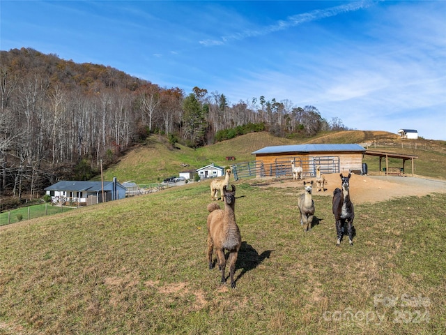 view of property's community featuring an outbuilding and a rural view