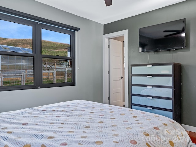 bedroom featuring ceiling fan