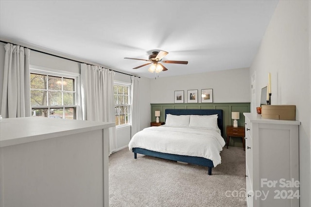 bedroom with carpet floors and ceiling fan