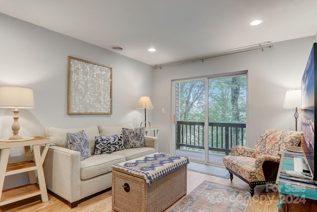 living room featuring light hardwood / wood-style flooring