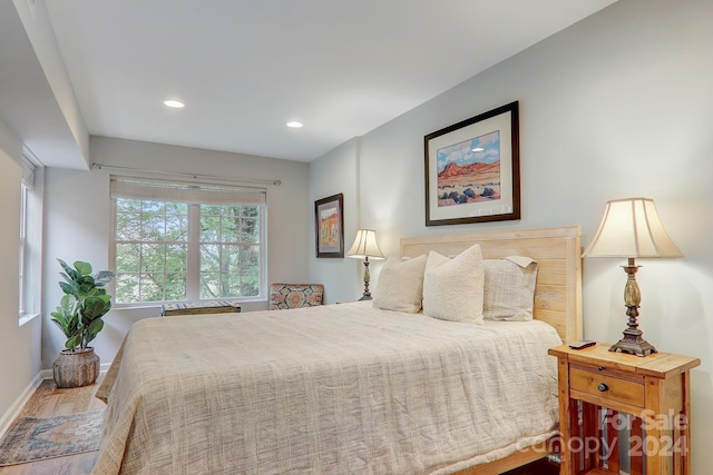 bedroom with wood-type flooring