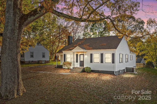 view of front of home with central AC