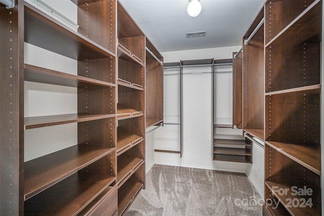 walk in closet with carpet