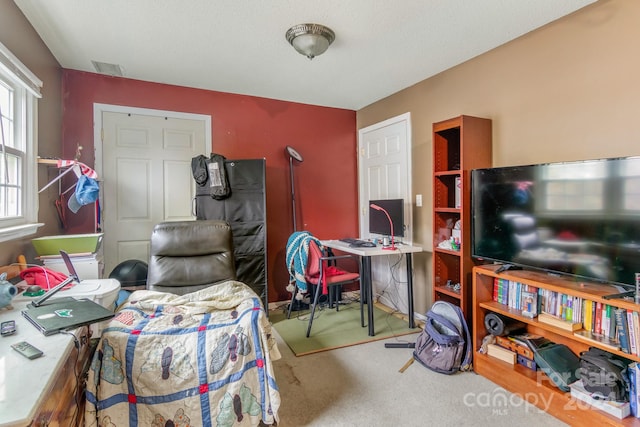 view of carpeted office space