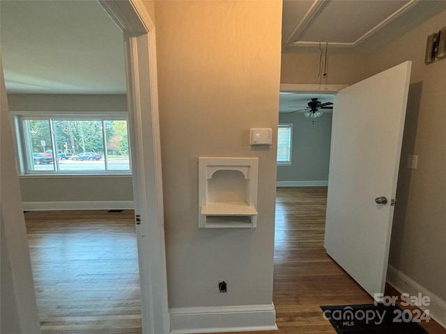 corridor featuring dark hardwood / wood-style flooring