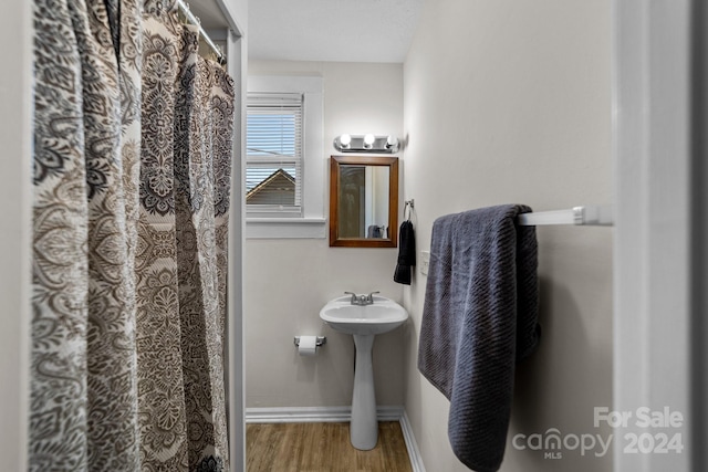 bathroom featuring wood-type flooring