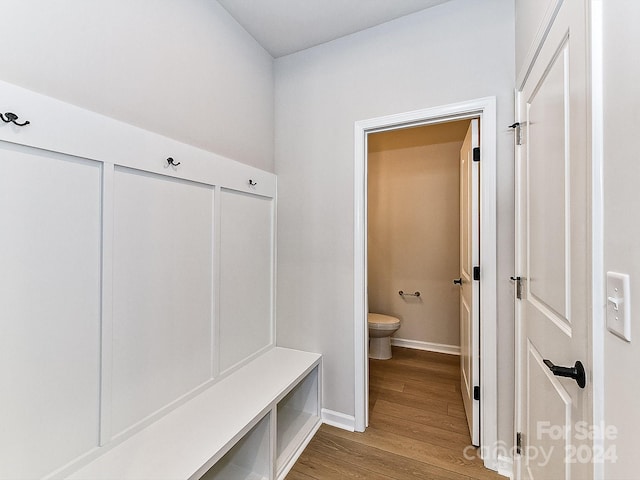 mudroom featuring light hardwood / wood-style floors