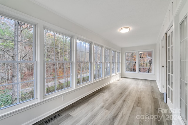 view of unfurnished sunroom