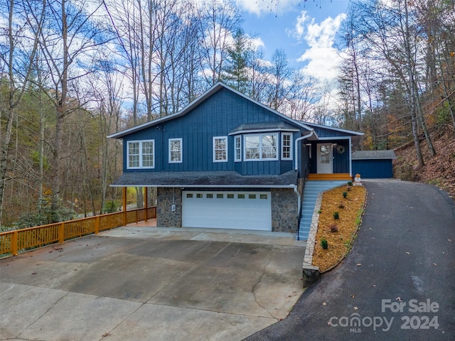 front of property featuring a garage